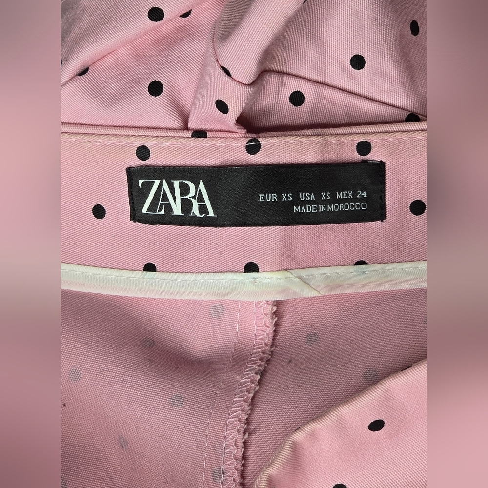 Zara Baby Pink Polka Dot Ruffle Hem Women's Shorts Size XS - Picture 6 of 14